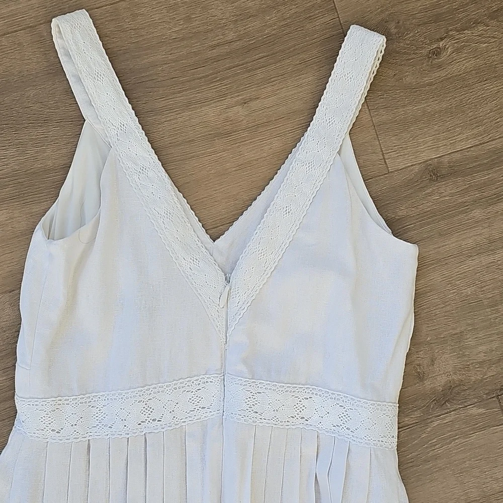 Taylor Linen Blend Midi Elegant White Sleeveless Dress Size 8 - Picture 8 of 9